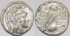 Ancient Coins - Attica Athens AR Tetradrachm circa 105-104 BC