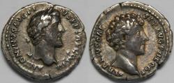 Ancient Coins - Roman Empire Antoninus Pius and Marcus Aurelius as Caesar AR Denarius (Rome, AD 140-144)