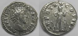 Ancient Coins - Roman Empire Marcus Aurelius as Caesar AR Denarius (Rome, AD 160-161)