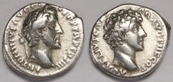 Ancient Coins - Roman Empire Antoninus Pius and Marcus Aurelius as Caesar AR Denarius (Rome, AD 140-144)
