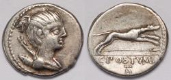 Ancient Coins - Roman Republic C. Postumius AR Denarius (Rome, 73 BC)