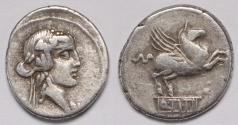 Ancient Coins - Roman Republic Q. Titius AR Denarius (Rome, 90 BC)