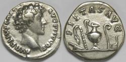 Ancient Coins - Roman Empire Marcus Aurelius as Caesar AR Denarius (Rome, AD 140-144)