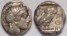 Ancient Coins - Attica Athens AR Tetradrachm circa 454-404 BC