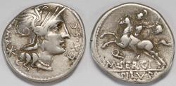 Ancient Coins - Roman Republic M. Sergius Silus AR Denarius (Rome, 116-115 BC)