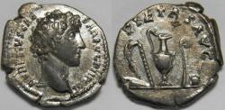 Ancient Coins - Roman Empire Marcus Aurelius as Caesar AR Denarius (Rome, AD 140-144)