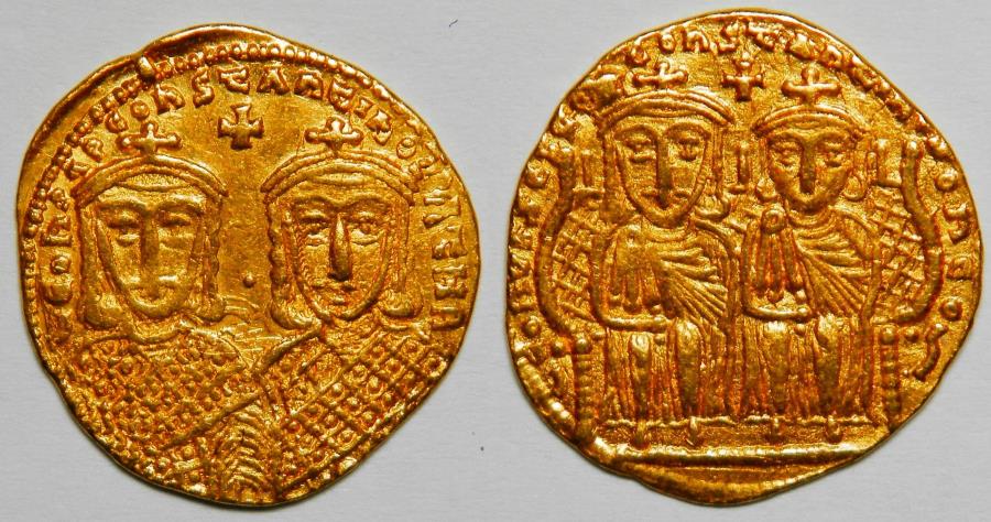 Byzantine Empire Constantine VI, with Leo III, Constantine V and Leo IV AV  Solidus (780-787) XF (Sear:1584) [4.40 grams]
