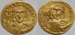 Ancient Coins - Byzantine Empire Constantine V with Leo III AV Solidus (Constantinople, 741-751)