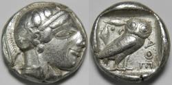 Ancient Coins - Attica Athens AR Tetradrachm circa 465-454 BC