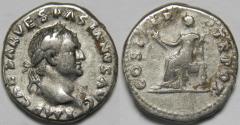 Ancient Coins - Roman Empire Vespasian AR Denarius (Rome, AD 70)