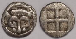 Ancient Coins - Macedon Akanthos AR Obol circa 480-470 BC
