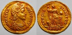 Ancient Coins - Roman Empire Gratian AV Solidus (Constantinople, AD 382-383) XF [4.42 grams]