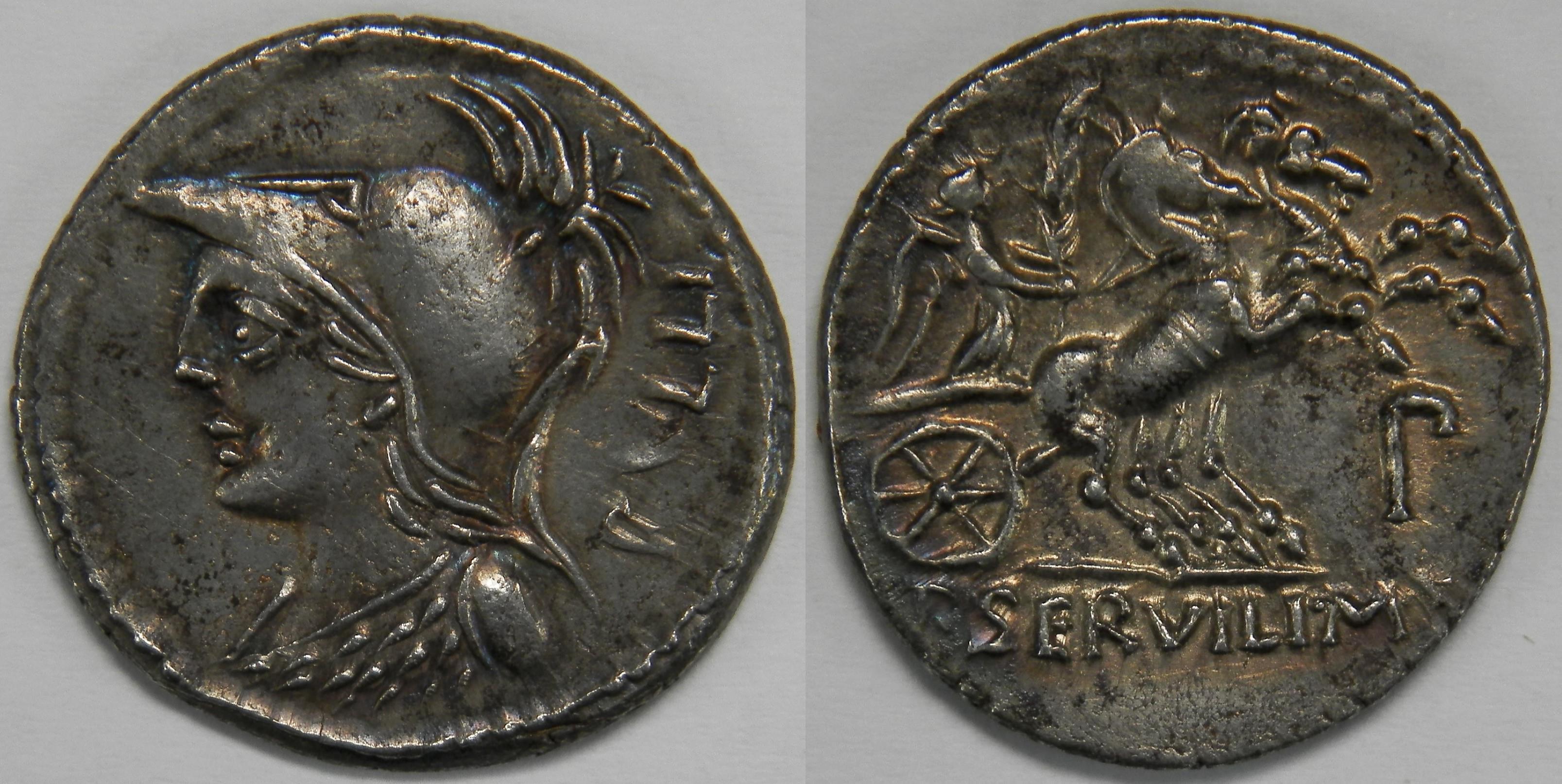 Servillus Roman Republic P. Servilius M.f. Rullus AR Denarius (Rome, 100 BC)