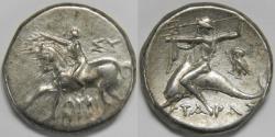 Ancient Coins - Calabria Tarentum AR Nomos circa 272-240 BC