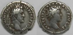 Ancient Coins - Roman Empire Antoninus Pius and Marcus Aurelius as Caesar AR Denarius (Rome, AD 140-144)