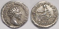 Ancient Coins - Roman Empire Marcus Aurelius AR Denarius (Rome, AD 162)
