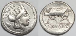 Ancient Coins - Roman Republic P. Furius Crassipes AR Denarius (Rome, 84 BC)