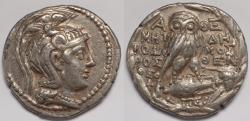 Ancient Coins - Attica Athens AR Tetradrachm circa 115-114 BC
