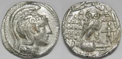 Ancient Coins - Attica Athens AR Tetradrachm circa 111-110 BC
