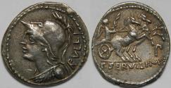 Ancient Coins - Roman Republic P. Servilius M.f. Rullus AR Denarius (Rome, 100 BC)