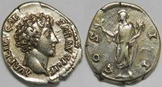 Ancient Coins - Roman Empire Marcus Aurelius as Caesar AR Denarius (Rome, AD 145-147)