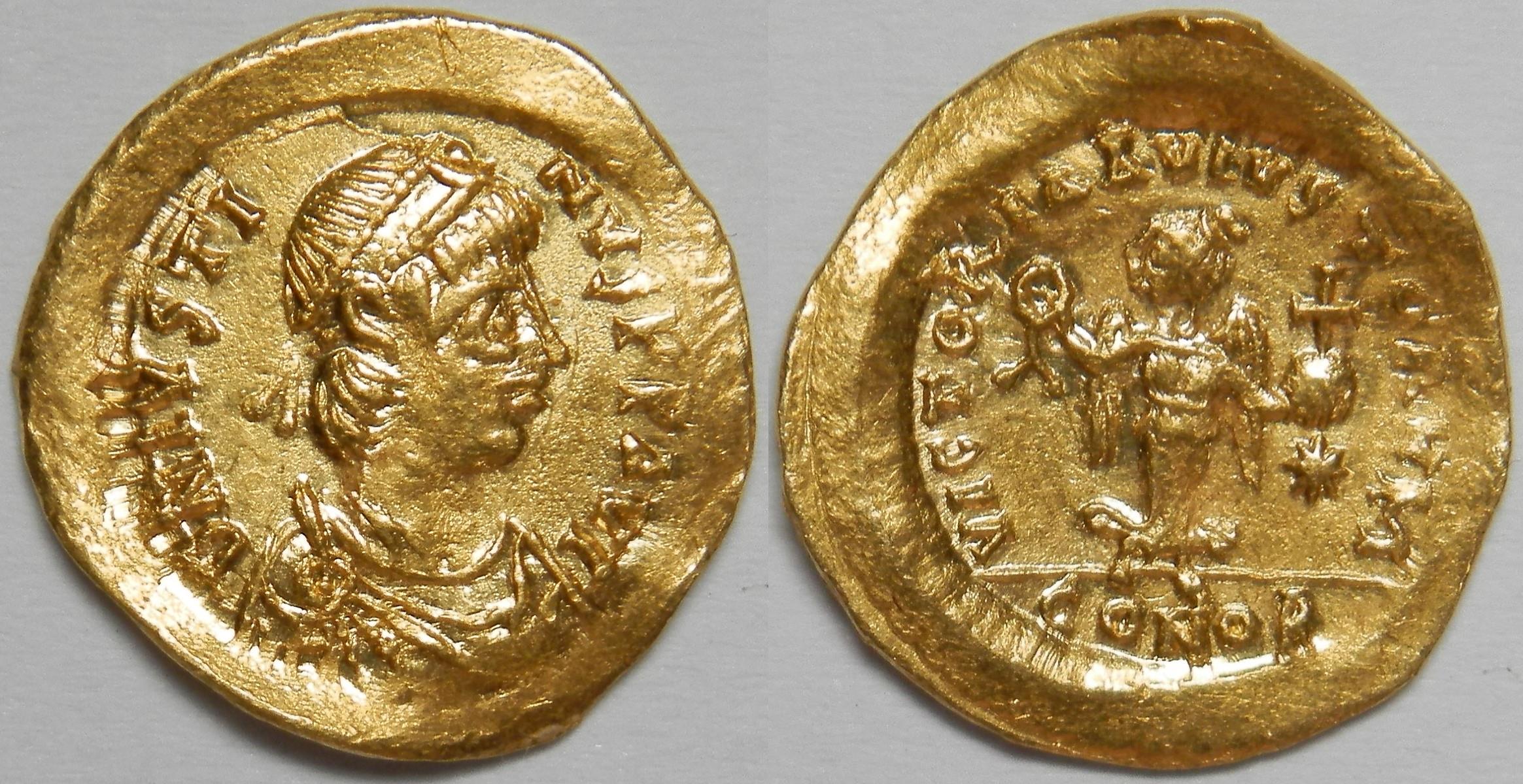 Byzantine Empire Justin I AV Tremissis (Constantinople, 518-527)