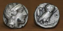 Ancient Coins - Attica, Athens AR Tetradrachm. 454-404 BC. Owl standing right.