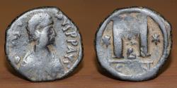 Ancient Coins - Byzantine Empire AE Follis, JUSTINIAN I (527-565 AD), Mint: Constantinople.