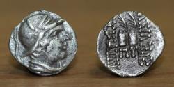 Ancient Coins - Kings of Bactria, Eukratides I Megas, (170-145 BC), AR Obol