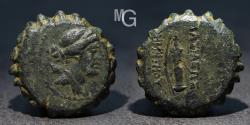 Ancient Coins - Seleukid Kingdom: Demetrios I Soter. 162-150 B.C. AE 21 serrate. Antioch mint.