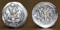 Ancient Coins - Sassanian Empire AR Drachm, Piruz I (459-484 AD), Mint: Nihavand (NEH) ?