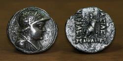 Ancient Coins - Bactria Kingdom AR Tetradrachm, Heliocles I, c. (145-130 BCE).