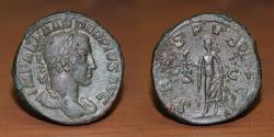 Ancient Coins - Roman Empire. Severus Alexander. AE Sestertius. Rome Mint. 231-235 AD, Spes draped, walking left.