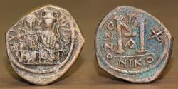 Ancient Coins - Byzantine Empire, Justin II (565-572 AD), AE Follis, Mint of Nicomedia.