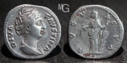 Ancient Coins - Roman Empire: Diva Faustina Senior. AR Denarius. Rome, c. 146-161.