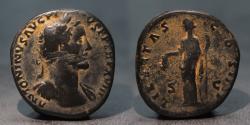 Ancient Coins - Roman Empire. AE sestertius. 155 AD. Antoninus Pius. Rome. across fields: S C.