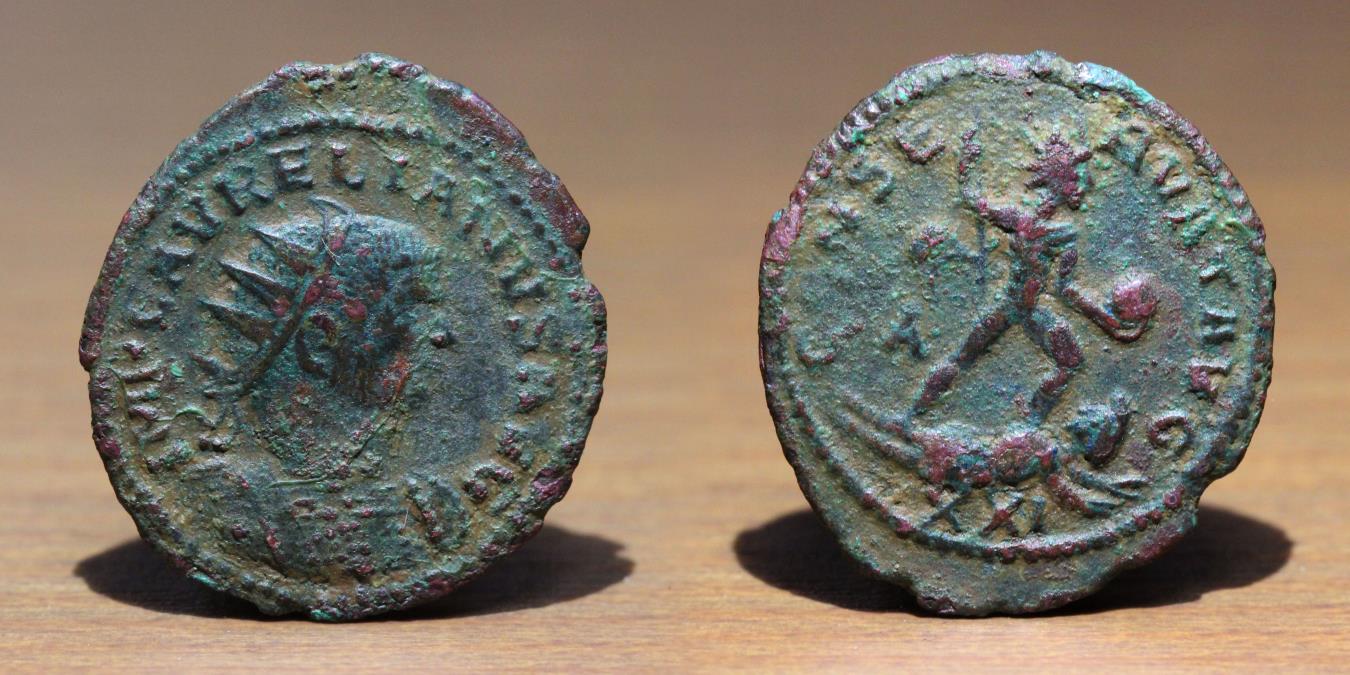 Aurelian Billon Antoninianus Antioch Mint 270275 AD, Sol Standing on