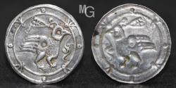World Coins - ISLAMIC: Donative Silver Plaque (bracteate) , Uniface , Quail to right , with four annulet between four ornate annulet. Rare!