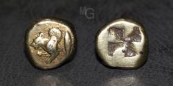 Ancient Coins - MYSIA. Kyzikos. Circa 550-450 BC. Fourrée EL Hekte. Sixth Stater.