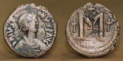 Ancient Coins - Byzantine Empire, Justinian I (AD 527-565) AE Follis, Mint: Nicomedia, Date: 527 AD
