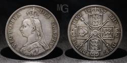 World Coins - Great Britain. United Kingdom. 1887. AR Silver Double Florin. Queen Victoria. Jubilee Coinage 1887-1893. London Mint!