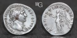 Ancient Coins - Roman Empire. Trajan AR Denarius. AD 98-117. Rome mint. A.D. c. 107. Extremely Fine.