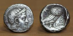 Ancient Coins - Baktria, 'Athenian Series' AR Tetradrachm. Uncertain mint in the Oxus region, circa 261-239/8 BC. Attic standard.
