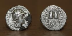 Ancient Coins - Baktria, Indo-Greek Kingdom AR Obol, Eukratides I (c. 170-145 BC).