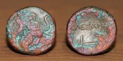 Ancient Coins - Seleukid Empire, Seleukos I Nikator, AE Copper, Susa mint. elephant headdress. Extremely Rare.