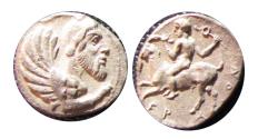 Ancient Coins - Exceptional Himera AR litra Monster/Male on Goat
