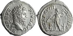 Ancient Coins - EF Ancient Roman silver denarius of the Emperor Septimius Severus minted in Rome