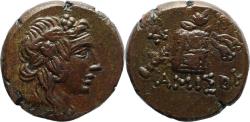 Ancient Coins - EF/VF++ Ancient Greek coin from Pontos, Amisos 120-63BC Dionysos with Cista Mystica