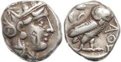 Ancient Coins - Attica Athens AR silver Tetradrachm - pentagram graffiti - nicely toned