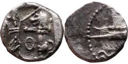 Ancient Coins - Ancient Phoenician silver coin from Sidon - Persian King and Galley - 4th Century BC